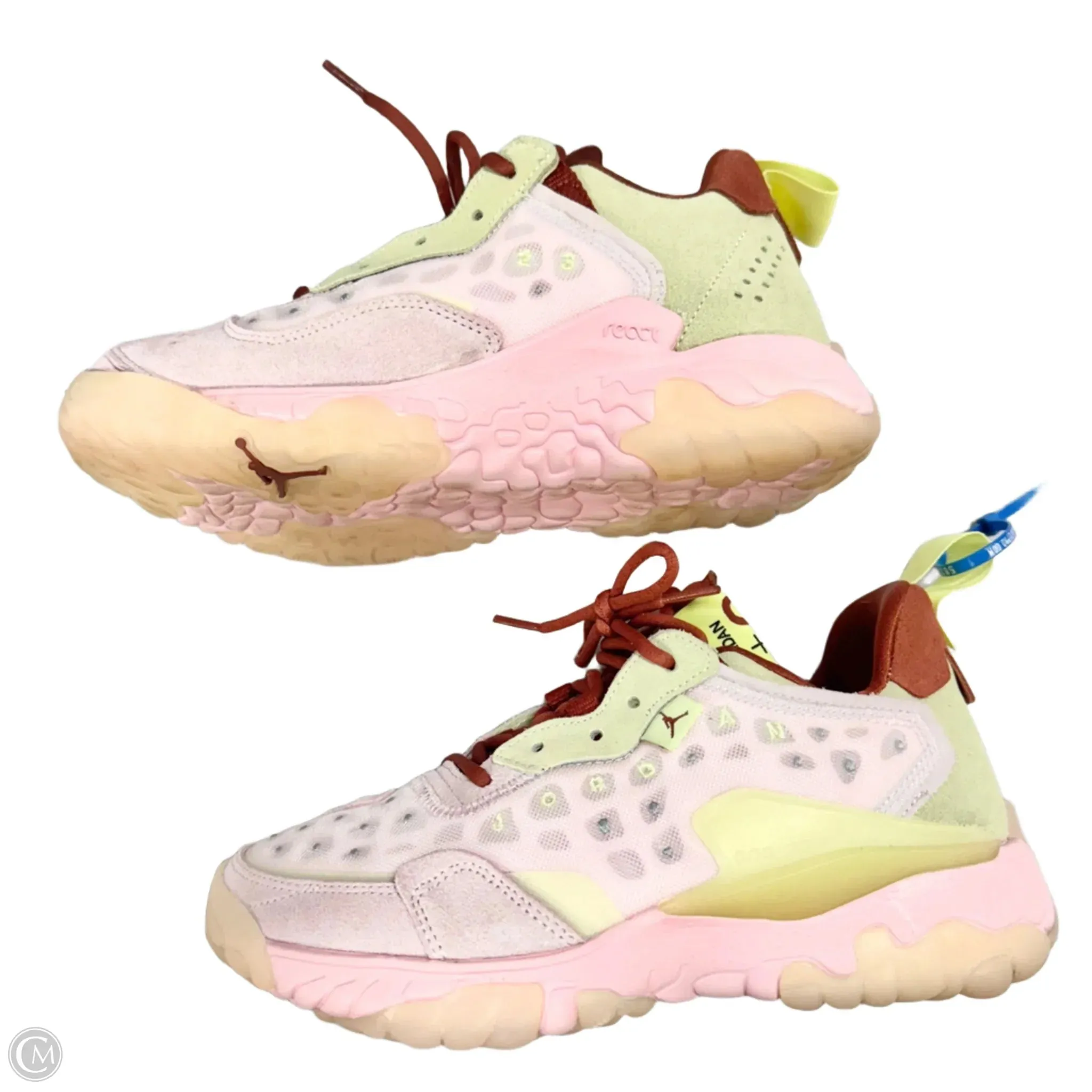 Shoes Luxury Designer By Jordan In Orange & Pink, Size: 7.5