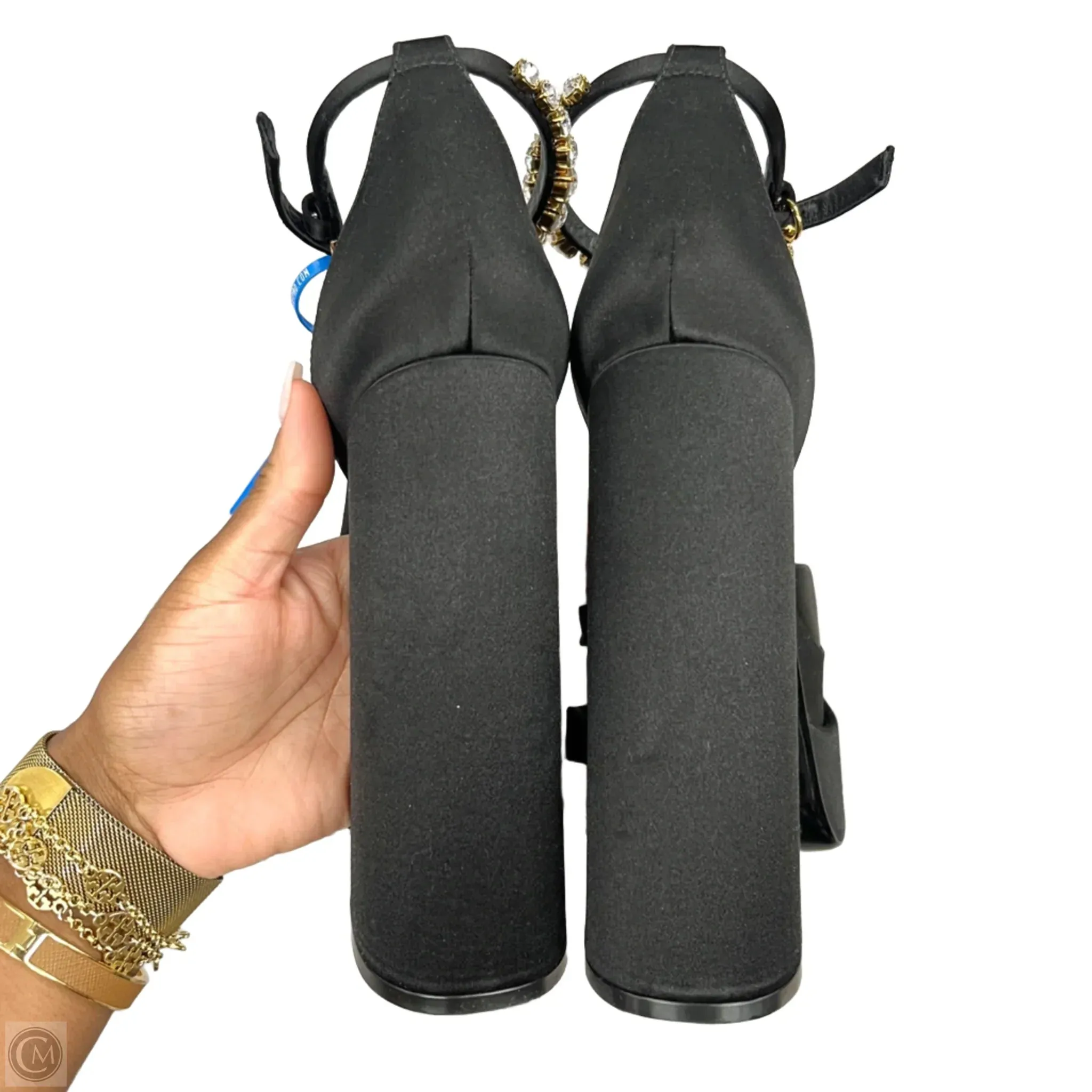 Shoes Luxury Designer By Versace In Black, Size: 5.5