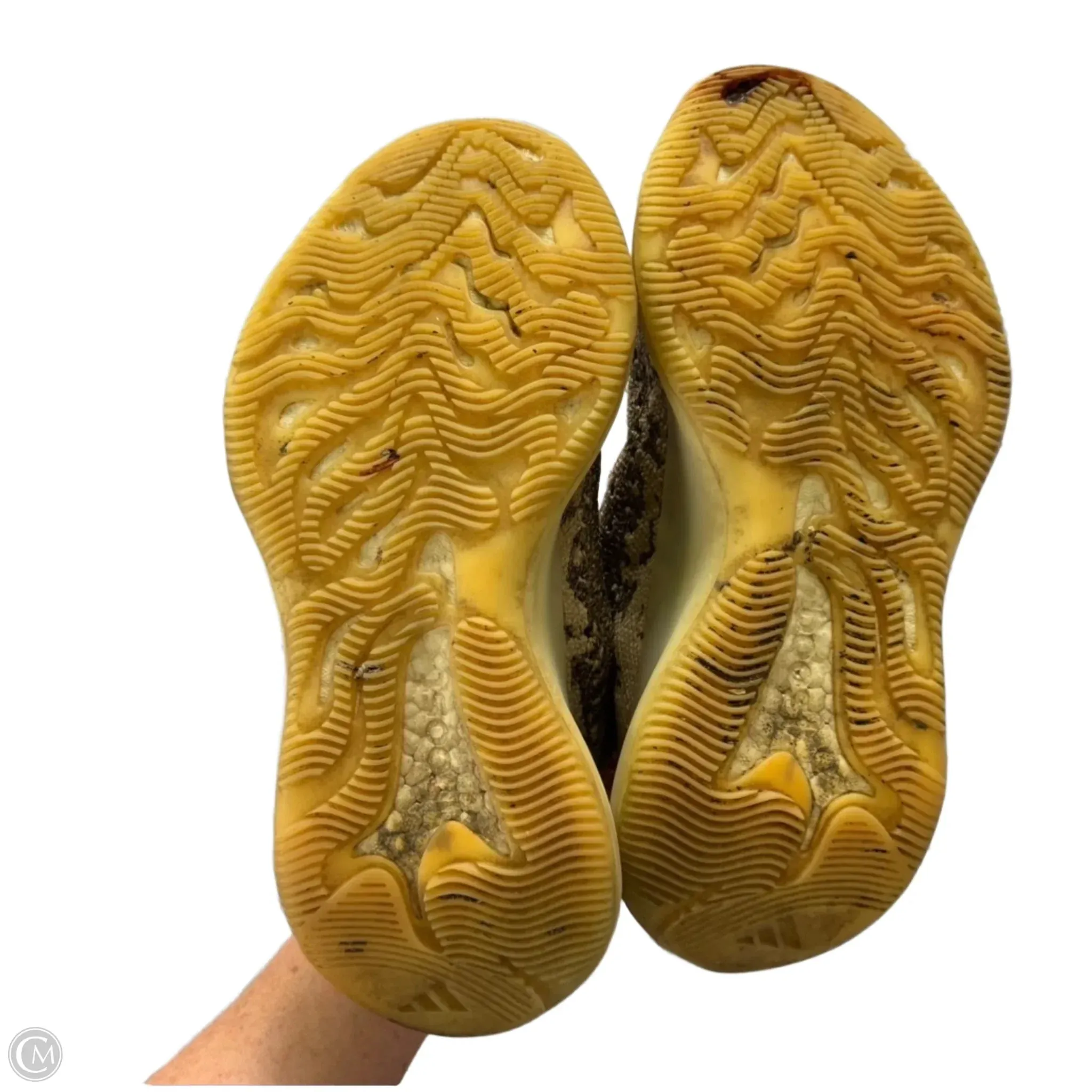 Shoes Luxury Designer By Yeezy In Brown & Cream, Size: 8.5