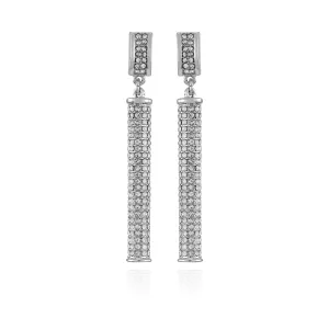 Silvertone Crystal Stone Drop Earrings