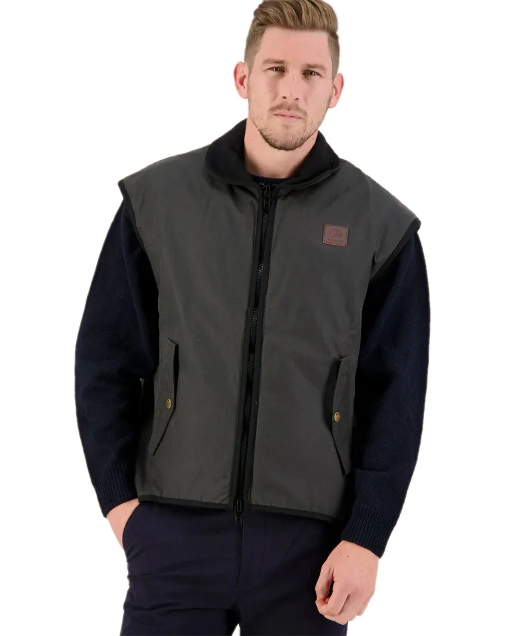 Swanndri Mens Foxton Oilskin Vest with Wool Lining