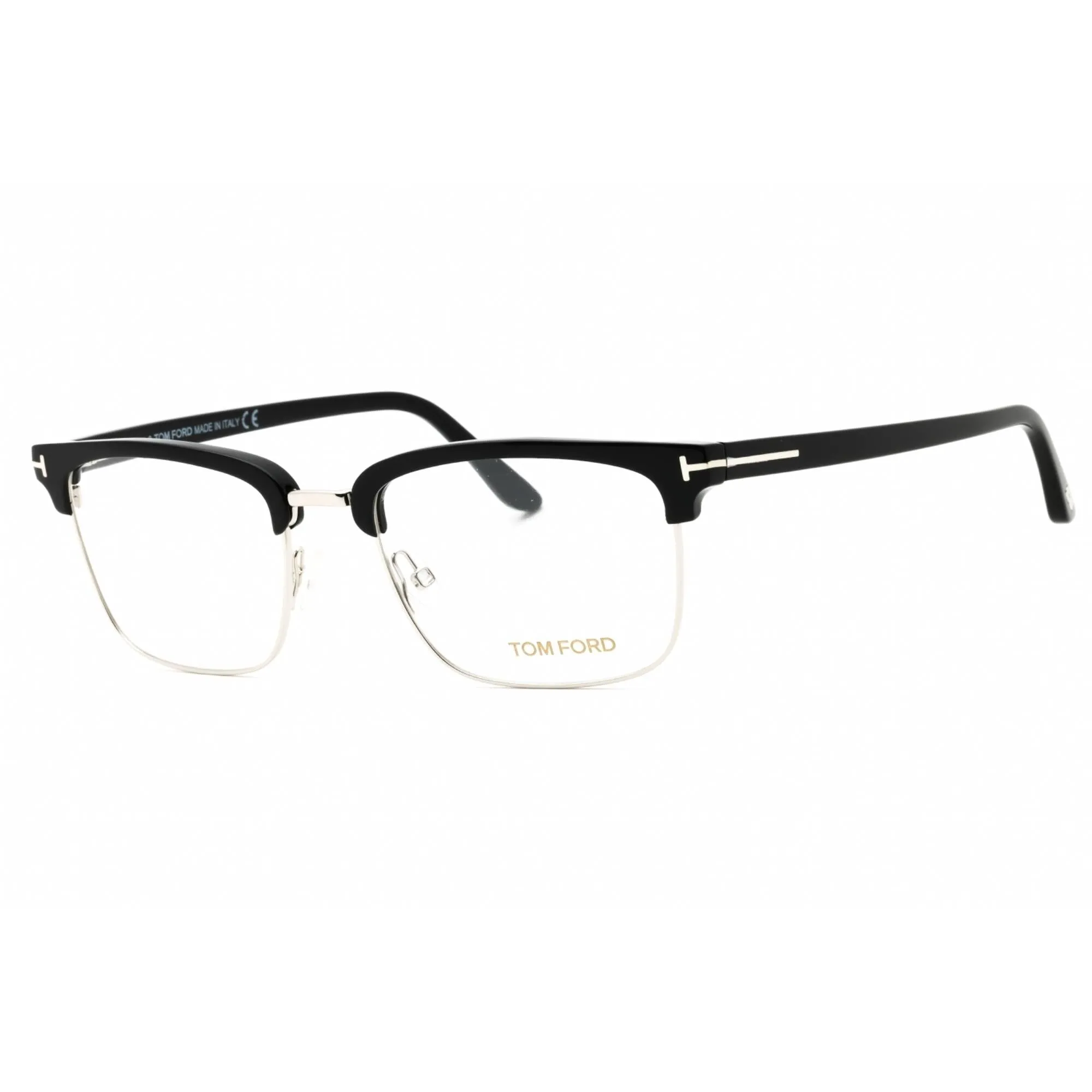Tom Ford Men's Eyeglasses - Black Metal Square Full Rim Frame Clear Lens | FT5504 005