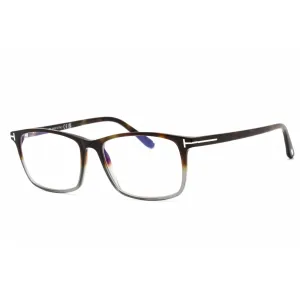 Tom Ford Men's Eyeglasses - Shiny Havana/Grey Rectangular Plastic Frame | FT5584-B 056