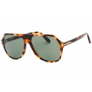 Tom Ford Men's Sunglasses - Blonde Havana Plastic Pilot Frame Green Lens | FT0934 53N