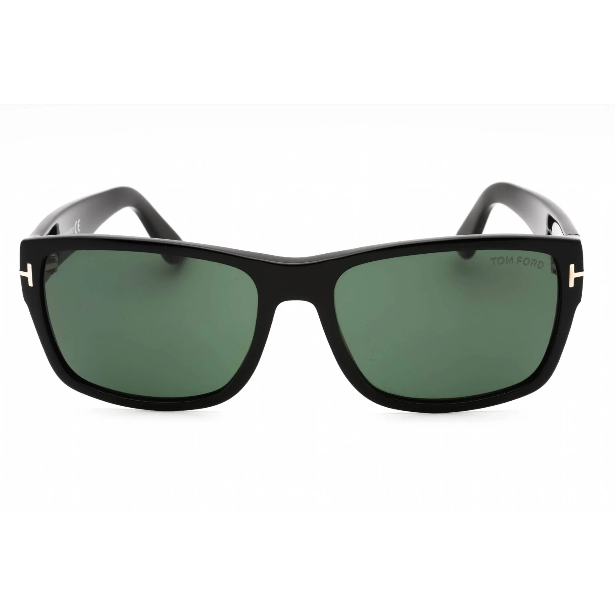 Tom Ford Men's Sunglasses - Shiny Black Rectangular Frame Green Lens | FT0445 01N