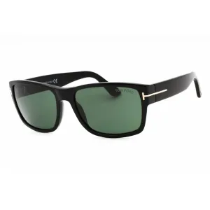 Tom Ford Men's Sunglasses - Shiny Black Rectangular Frame Green Lens | FT0445 01N