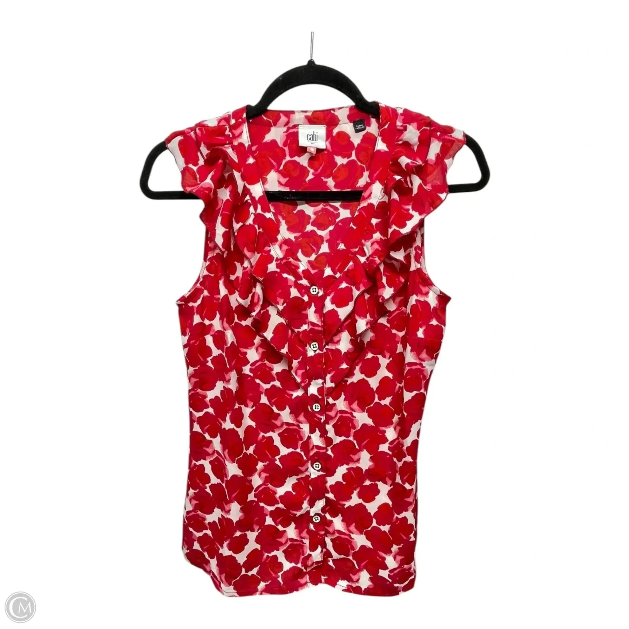 Top Sleeveless By Cabi In Red & White, Size: Xs