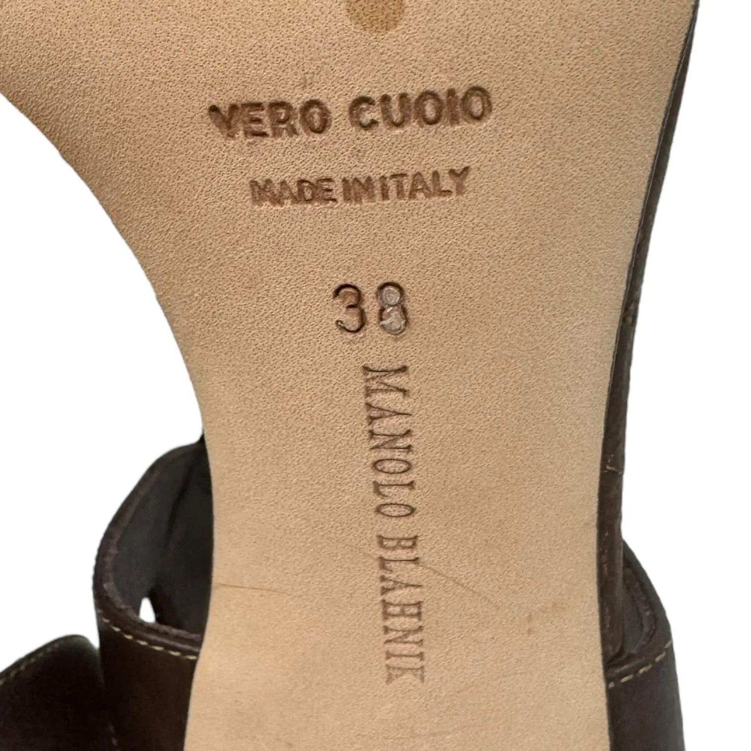 Trepe Braided Leather Heel Cork Sandals Shoes Luxury Designer By Manolo Blahnik In Brown, Size: 8 (EU 38)