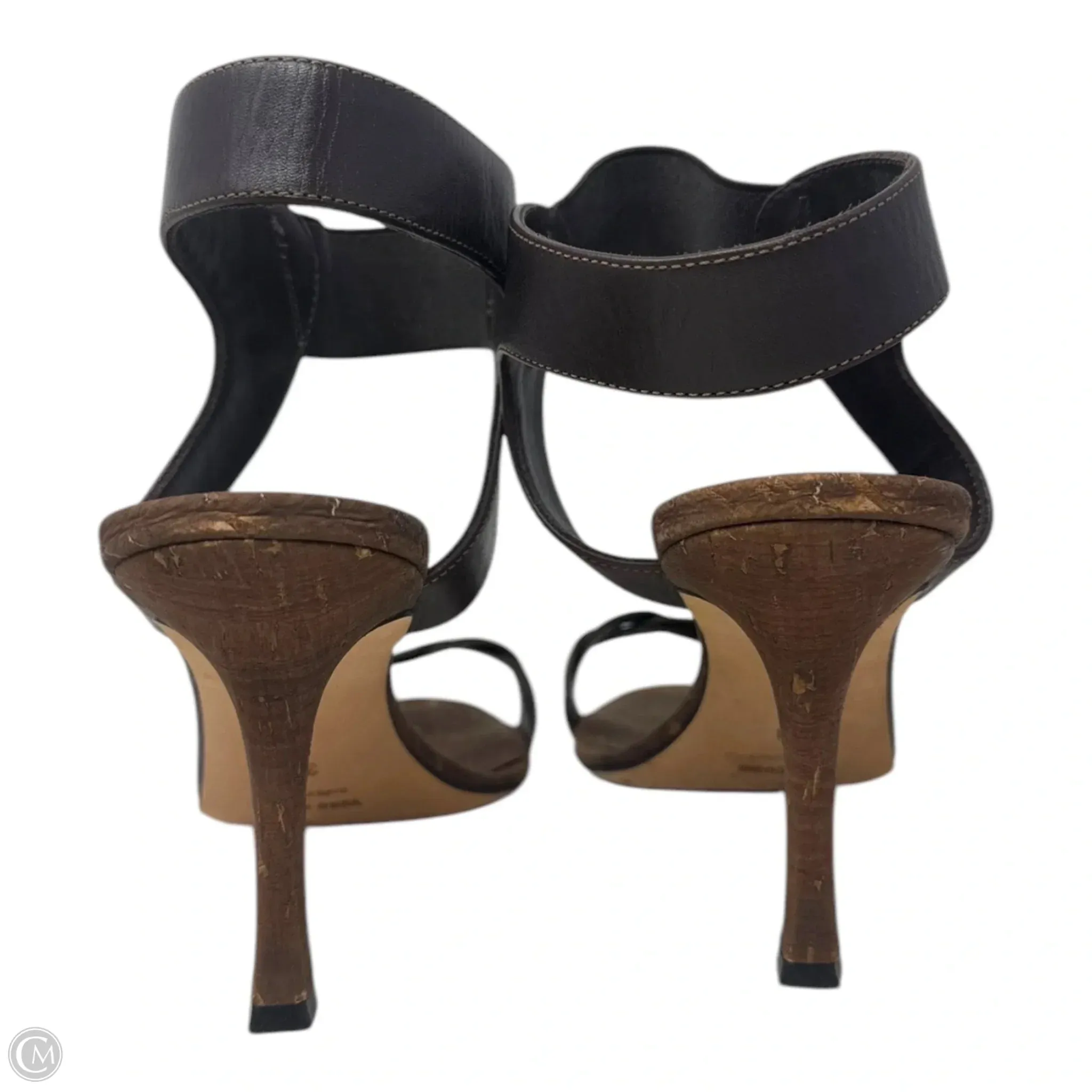 Trepe Braided Leather Heel Cork Sandals Shoes Luxury Designer By Manolo Blahnik In Brown, Size: 8 (EU 38)