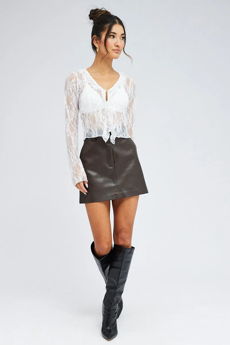 White Lace Top Long Sleeve